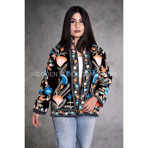 Nuevo Blazer Reversible de Algodón Estampado para Otoño, Hecho a Mano, con Bordado Suzani, Diseño de Rayas y Argyle, Transpirable y Ecológico - Product Image 5