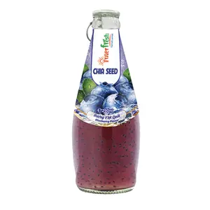 Bottiglia di vetro semi di mirtillo Chia potenti benefici 18 mesi di durata di conservazione succo di frutta aromatizzato con sacche