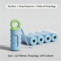 Sacs à déjections canines mignons avec distributeur portable, texture ondulée moderne, fenêtre transparente, fixation pour laisse, en plastique, pour extérieur et mains libres
