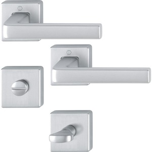 Dublin 1124/843KV/843KVS Aluminium F94-1 Square SK/OL DIN Rosette Set Metal <b>Key</b> <b>Chains</b> with Left/Right D/D HOPPE HOPPE - Product Image 1