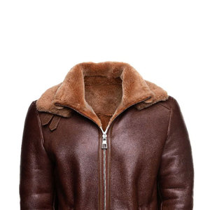Fashionable Winter Men's Genuine Leather <b>Jackets</b> with Front Logo Zipper Closure Custom Pattern Regular Fit Windproof Breathable - Product Image 5