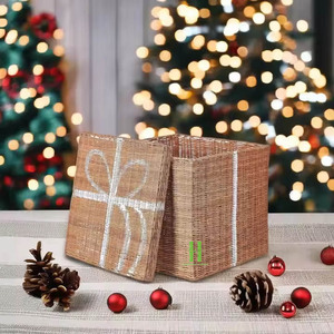 Handwoven Bamboo Durable Eco-Friendly Square Contemporary <b>Christmas</b> Gift <b>Box</b> <b>Hamper</b> for Xmas Ornaments Lovely Present Vietnam - Product Image 5