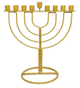<b>Hanukkah</b> Lighting <b>Decoration</b> Elegant gold-plated menorah creates warm ambiance for <b>Hanukkah</b> luxurious holiday <b>decoration</b> - Product Image 1