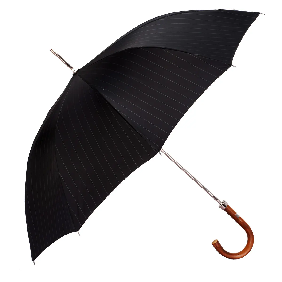 High Resistence Long Automatic Rain Umbrella Woman and Man Metal Pole and Wooden Handle Possibility of Logo