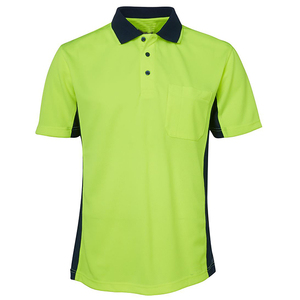 Polo de sécurité personnalisé à haute visibilité réfléchissant bicolore, polo de sécurité fluorescent avec poches - Product Image 2