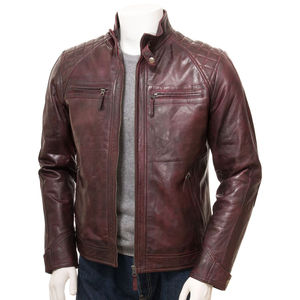 Chaqueta de Cuero para Hombre, Diseño OEM, Ajustada, Cálida para Invierno, Transpirable, a la Moda - Product Image 1