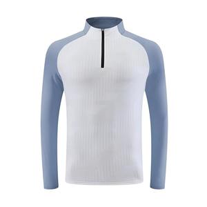 Venta al por mayor Activewear Nuevo Diseño Slim Fit Compresión ropa de gimnasio Manga larga completa Lujo ropa activa cuarto de camisa con cremallera para los hombres - Product Image 2