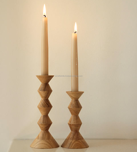 <b>New</b> Arrival Solid Acacia Wood Large Size Candle Holder Christmas Wedding Decorations Handcrafted Wooden Tea <b>Light</b> Pillar India - Product Image 5