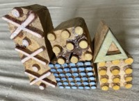 Blok Cetak Tangan Kayu Pola Titik & Geometris Bertekstur |   Blok Kayu Ukir Tangan untuk Cetak Kain, Tanah Liat, Kertas