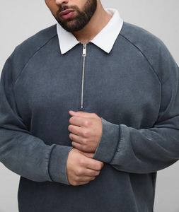 Sweat-shirt professionnel pour homme en coton pur, col demi-zippé décontracté, vêtement respirant à manches longues de luxe, chemise habillée - Product Image 2