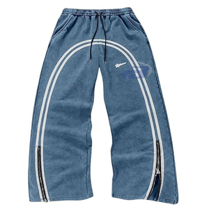 กางเกงวอร์มผู้ชายทรงโอเวอร์ไซส์ สไตล์สปอร์ต สตรีทแวร์ มีแถบข้างเอวสม็อค กันน้ำและกันลม - Product Image 1