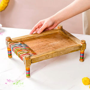 Plato de servicio de diseño de cuna de madera de mango antiguo para hoteles y restaurantes - Product Image 1