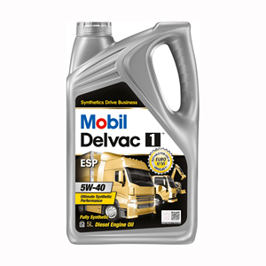 Huile diesel synthétique Mobil Delvac 5W40 pour véhicules utilitaires lourds, tracteurs et remorques, durabilité améliorée - Product Image 1