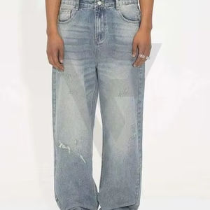 Men's Casual Jeans Cotton Regular Fit Lightweight Elastic Waist Mid Waist Breathable Lining <b>Summer</b> <b>Trousers</b> Custom Wholesale - Product Image 4