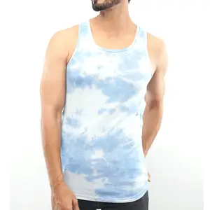 Tie dye da uomo abbigliamento fitness canottiera all'ingrosso gilet da ginnastica abbigliamento sportivo da uomo in cotone 100% senza maniche canotta per Fitness atletico