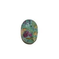 Pierre naturelle roulée en rubis fuchsite vert rose, gemmes plates ovales pour la paume de la main, cristal de guérison 25-30mm, excellente qualité, style art populaire