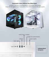 KINGSMAN GAMING White Mid Tower MicroATX ITX Panoramic View Gaming PC Case 3 ARGB Fans 320mm GPU Support Tempered Glass Side