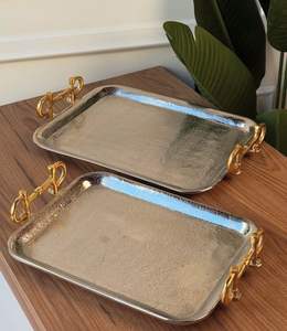 Bandeja DE SERVICIO DE ALUMINIO hecha en la India Bandeja de servicio a base de aluminio hecha en la India Bandeja de servicio hecha a mano - Product Image 3