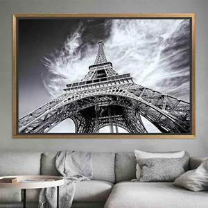 Impression artistique élégante de la Tour Eiffel : paysage de Paris sur toile encadrée or, toile encadrée or - Product Image 1