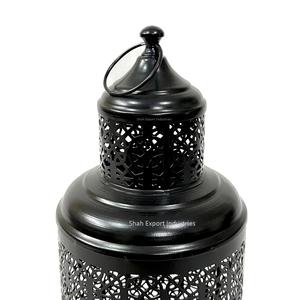 Linterna de Metal marroquí antiguo negro mate, mesa hecha a mano para el hogar, decoración de Ramadán, linternas de hierro de diseñador - Product Image 4