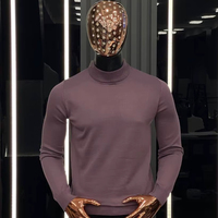 Suéter informal de otoño para hombre para cuello Polo manga larga cremallera cálido calor Cachemira Mohair estampado Jacquard Logo botón raya letra