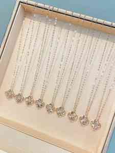 Collar con Colgante de Flor de Trébol de Oro de 18K, Nuevo de Lerca, Moda, Diamante Natural Brillante, Collar de Oro Brillante - Product Image 6