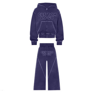 Chándal acampanado para hombre, chándal Vintage de lavado ácido de gran tamaño para hombre, estampado de pantalla personalizado, Sudadera con capucha desteñida al sol de peso pesado - Product Image 4