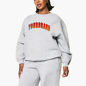 Jersey de mujer de gran tamaño de alta calidad, ropa informal de invierno, Color sólido, personalizado, cuello redondo, con capucha, bordado 3D - Product Image 1