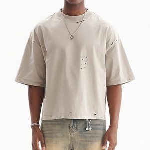 เสื้อยืดโอเวอร์ไซส์ผู้ชาย ผ้าฝ้าย 100% 250gsm ทรงหลวม ไหล่ตก คอตัด ทรงบ็อกซี่  เสื้อเปล่าสำหรับสกรีนลาย สตรีทแวร์ - Product Image 1