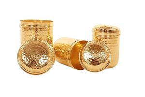 Olla de almacenamiento de latón artesanal Contenedor de latón real con diseño grabado Tarro de almacenamiento de latón decorativo para artículos secos al mejor costo - Product Image 6