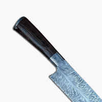 Cuchillo de Chef de hoja con patrón de plumas de acero de Damasco de alta calidad Chef de acero de Damasco | Cuchillos de cocina con Funda de cuero