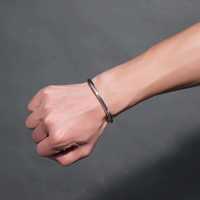Bracelet tendance en acier inoxydable argenté pour homme Bracelets torsadés polis pour homme