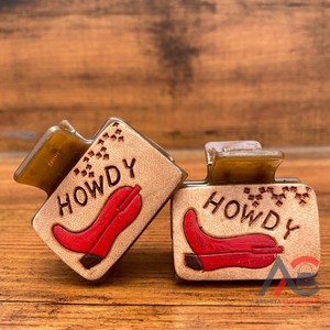 Cowgirl Western Hand <b>Tooled</b> Engraved Leather Style Multiple Print Hair Personalized Logo Big Mini Hair <b>Clip</b> High Quality - Product Image 1