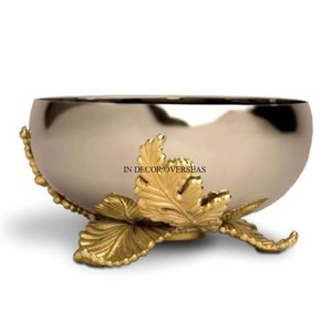 Tazón para servir comida de Metal resistente con acabado de esmalte de Color blanco de la mejor calidad con Base de diseñador elegante chapada en oro al precio más bajo - Product Image 4