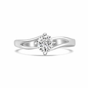 NOVAMART Fine Wave Minimal <b>Solitaire</b> Moissanite <b>Ring</b> Trendy Geometric Sterling <b>Silver</b> Engagement with Inlay Gemstone Free Size W - Product Image 2