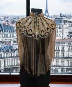 Robe de soirée élégante en cristal antistatique pour dames Cape perlée respirante avec broderie de perles et belle conception d'impression - Product Image 1