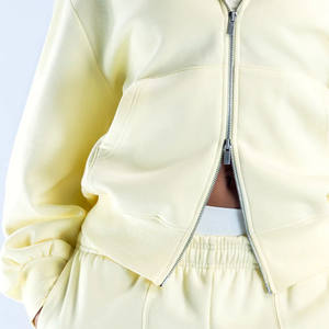 Mantequilla de alta calidad Flecce Invierno Casual Cremallera frontal Mujer Oversize Fit Sudadera con capucha Antiarrugas Transpirable Ecológico Secado rápido - Product Image 6