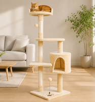 Arbre à chat personnalisé OEM/ODM écologique à 4 niveaux avec poteaux à gratter en sisal, design multi-perchoirs peu encombrant pour chats d'intérieur en carton