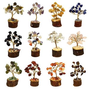 Nhà Genie thu nhỏ đá quý cây bonsai thiết lập | gói 12 nhiều màu pha lê cây trang trí <span class=keywords><strong>vastu</strong></span> và phong thủy Cây đá quý - Product Image 1