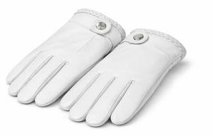 Gants formels en cuir blanc pour homme, anti-écrasement, poignets droits, pour cérémonie et usage quotidien, surface texturée, ajustement flexible - Product Image 3