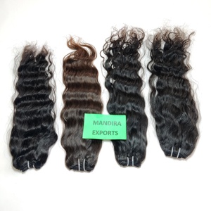 Cheveux naturels non traités vierges, double trame machine, ondulés, sans perte, cheveux indiens, extensions de cheveux humains directement provenant du temple, 100g - Product Image 1