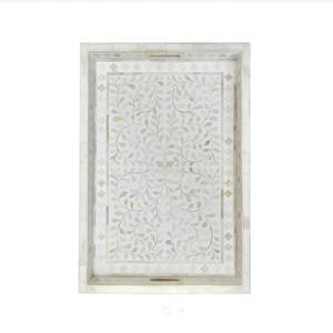 กระดูกคุณภาพสูงโมร็อกโกไม้แฮนด์เมดสี่เหลี่ยมผืนผ้าสีเขียวเสิร์ฟตกแต่งถาดบนโต๊ะอาหารในดูไบซาอุดิอาระเบีย - Product Image 5