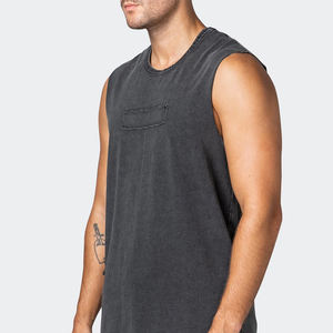 Precio barato Fitness Gym Wear Men Singlet Professional Manufactures Men's High Street Singlet para adultos Diseño con servicio OEM - Product Image 5