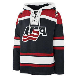NEW 2025 High Quality Tackle Twill Embroidery <b>Hockey</b> Jersey Hoodies Custom Made Winter Fleece Ice <b>Hockey</b> Hoodie with Laces - Product Image 1