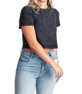 Custom Women's Short Sleeve Crew Neck <b>Crop</b> <b>Top</b> Tees 100% Cotton & Bamboo Fiber Quick Dry Breathable All Seasons 2025 - Product Image 1