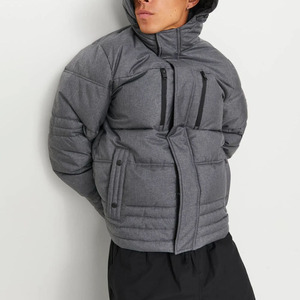 Veste matelassée imperméable coupe-vent de haute qualité pour homme avec logo camouflage personnalisé sur le devant, face noire, hiver, garde au chaud - Product Image 6