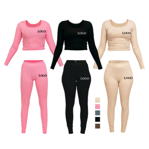 OEM Custom Skinny Workout <b>Sets</b> for Women Loungewear Sweatsuit <b>Sets</b> Customize Women 2 Piece Yoga <b>Sets</b> - Product Image 1
