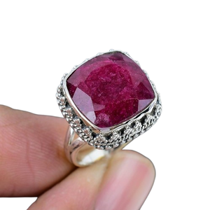 Anillo clásico de plata maciza 925, joyería para mujer, Plata de Ley 925, piedras preciosas de Rubí, estilo bohemio, anillo hecho a mano, regalo para mamá - Product Image 1