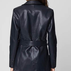 แจ็คเก็ตหนังผู้หญิงขายดีราคาส่ง คุณภาพสูง รับสกรีนโลโก้ ซิปแบบเรียบ แจ็คเก็ตถักสำหรับฤดูหนาว - Product Image 2