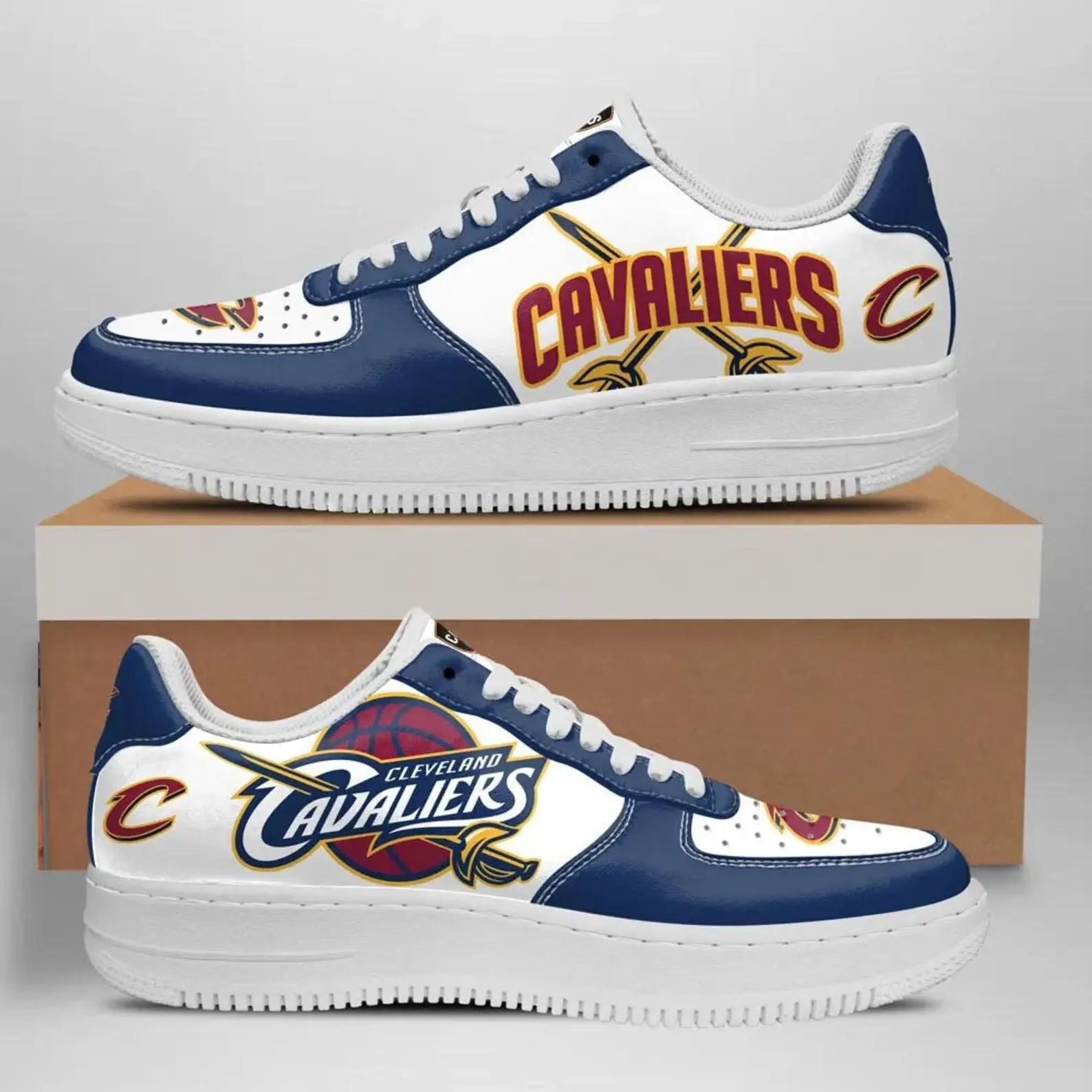 2023 Groothandel Cleveland Sport Team Mannen Schoenen Unieke Basketbal Custom Sneakers Originele Air Merk White Force 1 Schoenen